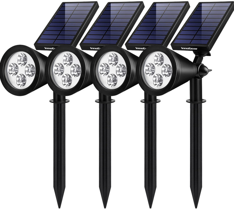 InnoGear Solar Lights Outdoor, Upgraded Waterproof Solar Powered Landscape Spotlights 2-in-1 Wall Light Decorative Lighting Auto On/Off for Pathway Garden Patio Yard Driveway Pool, Pack of 4 (White)
