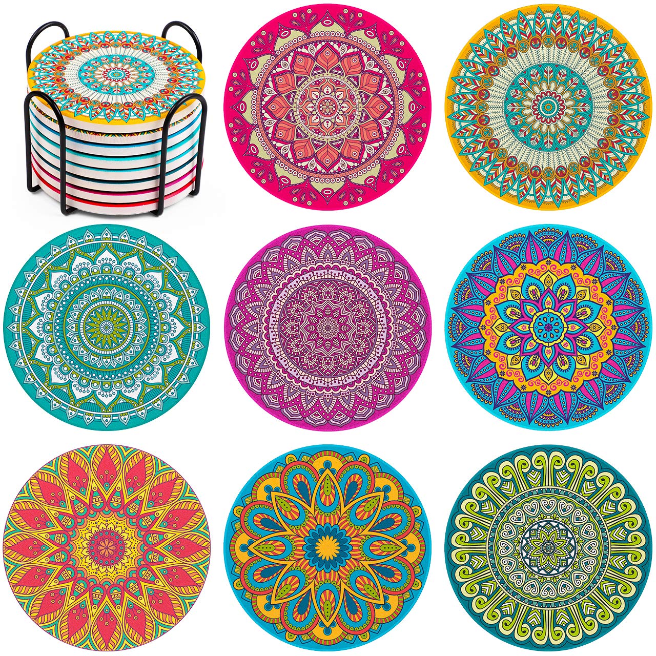 InnoGear Coasters Coasters for Drinks Absorbent Ceramic Coasters for Coffee Table Wooden Table Cork Coasters Heat Resistant Reusable Drink Coaster