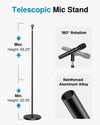 InnoGear Telescopic Mic Stand, Height Adjustable from 22" to 68" Microphone Stand Floor Weighted Base Boom Mic Arm Stand for Blue Yeti HyperX QuadCast SoloCast Shure SM58 Samson Q2U Fifine K669B