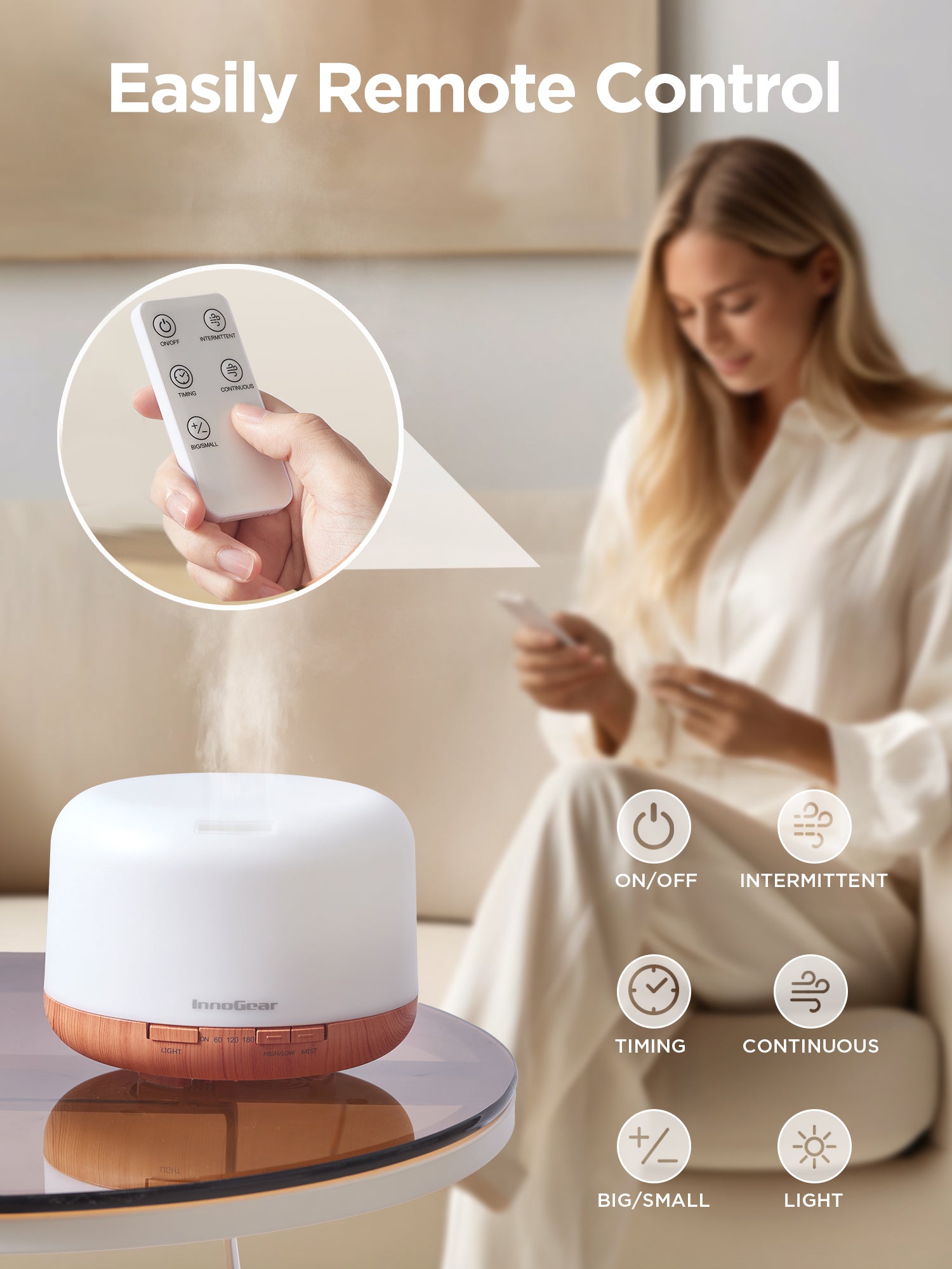 Diffuser Remote Control InnoGear 500ml Essential Oil Diffuser with Remote Control, Premium Ult