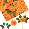 InnoGear Artificial Flowers, 50 Pcs Orange Rose Foam Fake Roses Bulk with Stems for Decoration DIY Wedding Bouquets Centerpieces Bridal Shower Party Christmas Tree