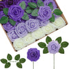 InnoGear Artificial Flowers, 50 Pcs Shades of Purple Foam Fake Roses Bulk with Stems for Decoration Celebration DIY Wedding Bouquets Centerpieces Bridal Shower Party Christmas Tree