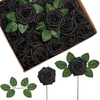 InnoGear Artificial Roses Foam Flowers, 50 Pcs Black Roses Artificial Flowers Fake Roses for Decoration DIY Wedding Bouquets Centerpieces Bridal Shower Party Valentine's Day Christmas Xmas