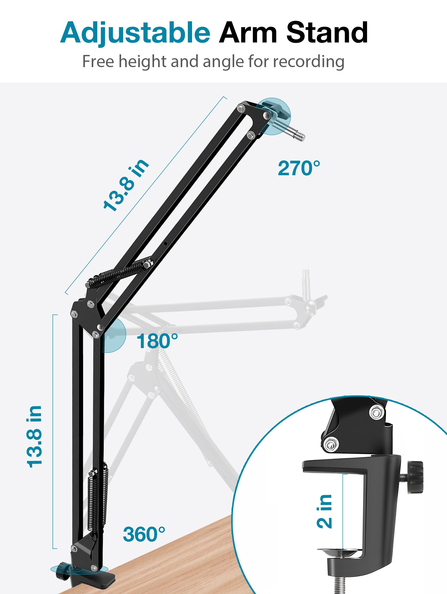 Duronic MH01 Bras de Microphone avec Perche de Suspension et