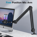 InnoGear Boom Arm Microphone Stand, Max Load 4.4 Lbs Desk Mic Arm Stand for Blue Yeti Hyper X QuadCast S SoloCast Shure SM7B MV7 AT2020 Fifine K669B AM8 Razer Seiren Mini Snowball