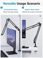InnoGear Desk Mic Stand, Overhead Mic Boom Arm Stand Microphone Stand Mic Arm with High Riser for HyperX QuadCast SoloCast Blue Yeti Snowball Fifine Shure SM7B and Other Mics