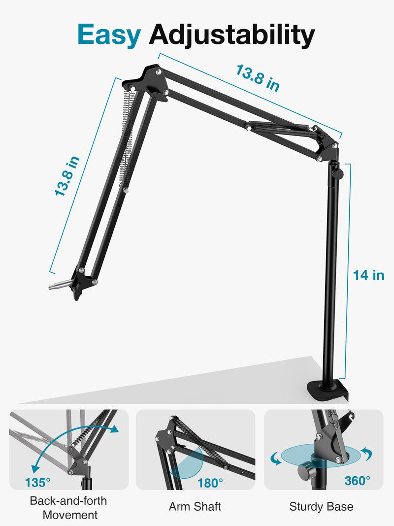 InnoGear Desk Mic Stand, Overhead Mic Boom Arm Stand Microphone Stand