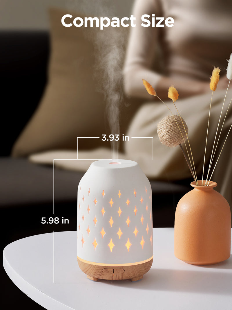 InnoGear Essential Oil Diffuser, 150ML Ceramic Diffuser for Home Handcrafted Aromatherapy Diffuser Ultrasonic Cool Mist Humidifier with 2 Mist Modes ...