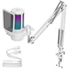 InnoGear Gaming USB Microphone, AI-Noise Cancelling Condenser Mic with Mute, Gain, RGB Indicator, Boom Arm Stand for Streaming, Podcast, Twitch, YouTube, Discord, PC, Computer, PS4, PS5, Mac, White