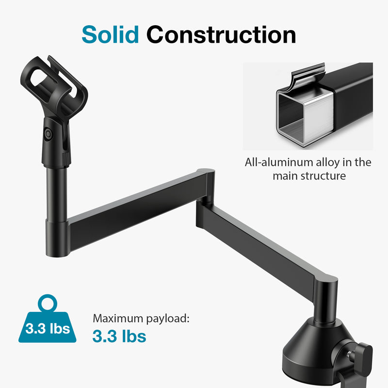 InnoGear Low Profile Mic Arm, Boom Arm Mic Stand Desk Adjustable Micro