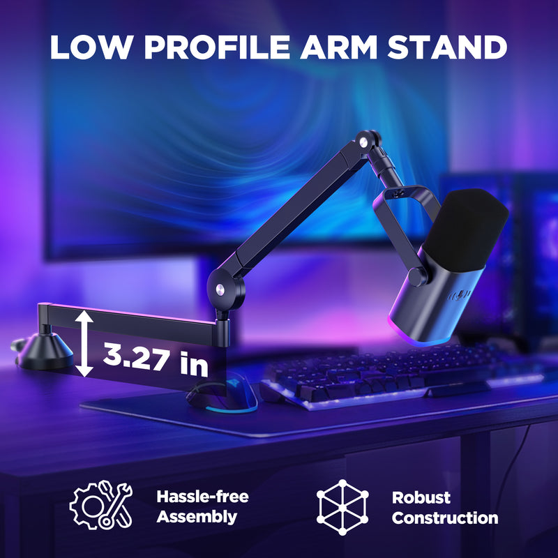 IXTECH Mic Arm Desk Mount, Low Profile Boom Arm, Adjustable Microphone Arm with Detachable Stair and Built-in Cable Management, 360° Rotatable Mic Boom Arm for Streaming and Recording LIZARD IXTECH Mic Arm Desk Mount, Low Profile Boom Arm, Adjustable Microphone Arm with Detachable Stair and Built-in Cable Management, 360° Rotatable Mic Boom Arm for Streaming and Recording LIZARD