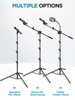 InnoGear Mic Stand, 6 in 1 Microphone Stand Floor with Tablet Phone Holder Height Adjustable from 30" to 72" Mic Stand Tripod Boom Arm with Gooseneck Carrying Bag for Singing Karaoke Stage