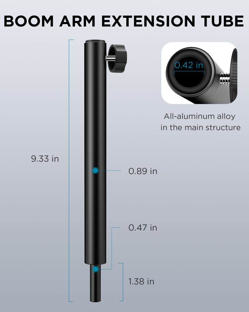 InnoGear Microphone Boom Arm Extension Tube Aluminum Alloy Mic Stand E