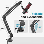 InnoGear Microphone Boom Arm, Mic Stand Desk with Cable Management Microphone Holder Studio Microphone Stand Arm Stand for HyperX QuadCast SoloCast Blue Yeti Snowball Fifine Shure SM7B