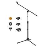 InnoGear Microphone Stand, Detachable Tripod Boom Stand Height Adjustable Heavy Duty Mic Boom Stand with Mic Clip Holder and Metal Base for Singing, Speech, Stage, Wedding, Outdoor Activities