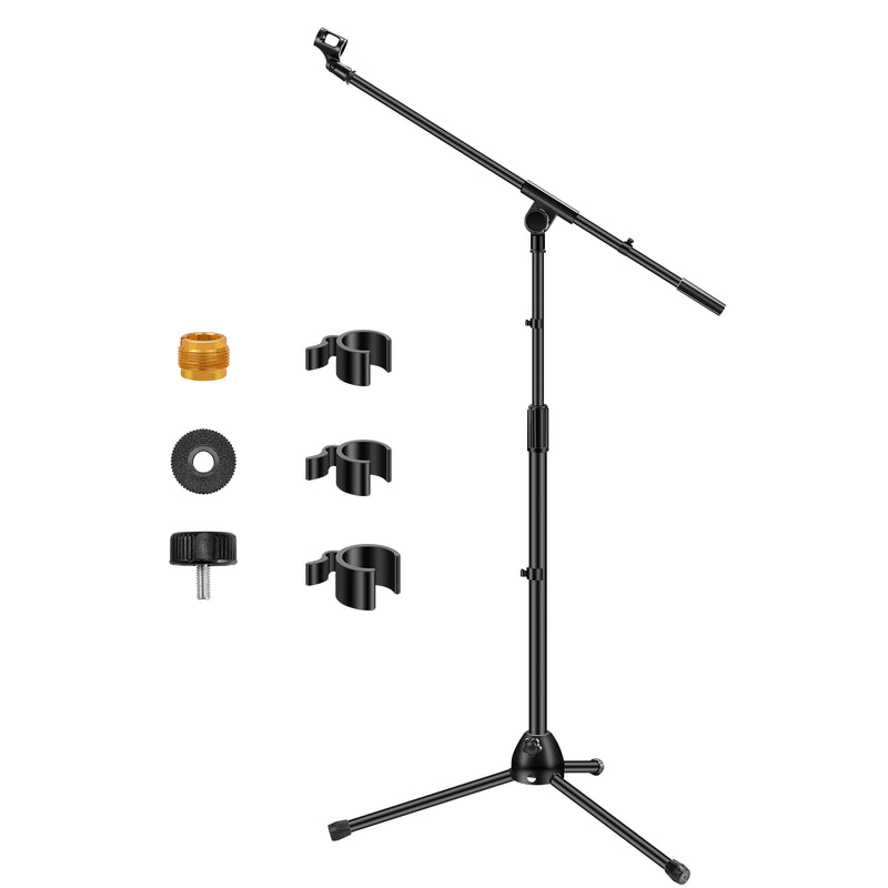 InnoGear Microphone Stand, Detachable Tripod Boom Stand Height Adjustable Heavy Duty Mic Boom Stand with Mic Clip Holder and Metal Base for Singing, Speech, Stage, Wedding, Outdoor Activities