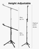 InnoGear Microphone Stand, Tripod Boom Arm Floor Mic Stand Height Adjustable Heavy Duty with Carrying Bag 2 Mic Clips 3/8" to 5/8" Adapter for Singing Podcast for Blue Yeti Shure SM58 SM48 Samson Q2U
