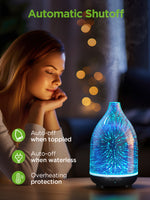 InnoGear Oil Diffuser, 150ml Handmade Glass Diffuser 3D Glass Essential Oil Diffuser Ultrasonic Aromatherapy Diffuser Cool Mist Humidifier with Timers Waterless Auto Shut-Off