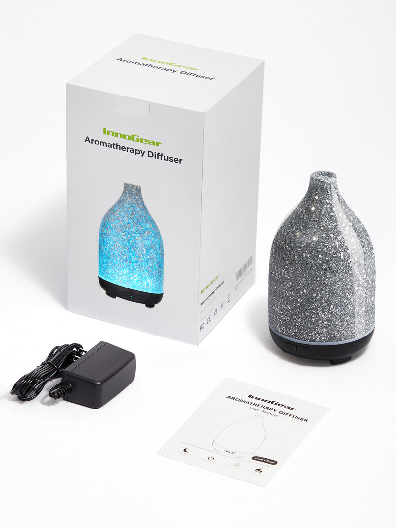 InnoGear Oil Diffuser, Aromatherapy Diffuser for Essential Oils 150ml Scent Diffuser Ultrasonic Cool Mist Humidifier with 2 Mist Modes 7 Color Lights Waterless Auto Off for Room Office, Shiny Silver