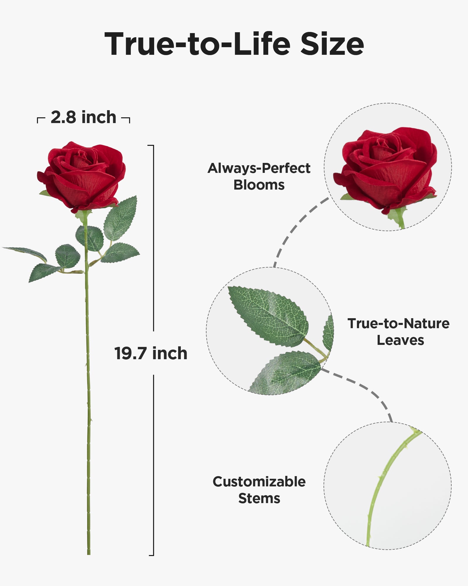 InnoGear 100 Pcs Red Roses Artificial Flowers, Fake Velvet Silk Rose B