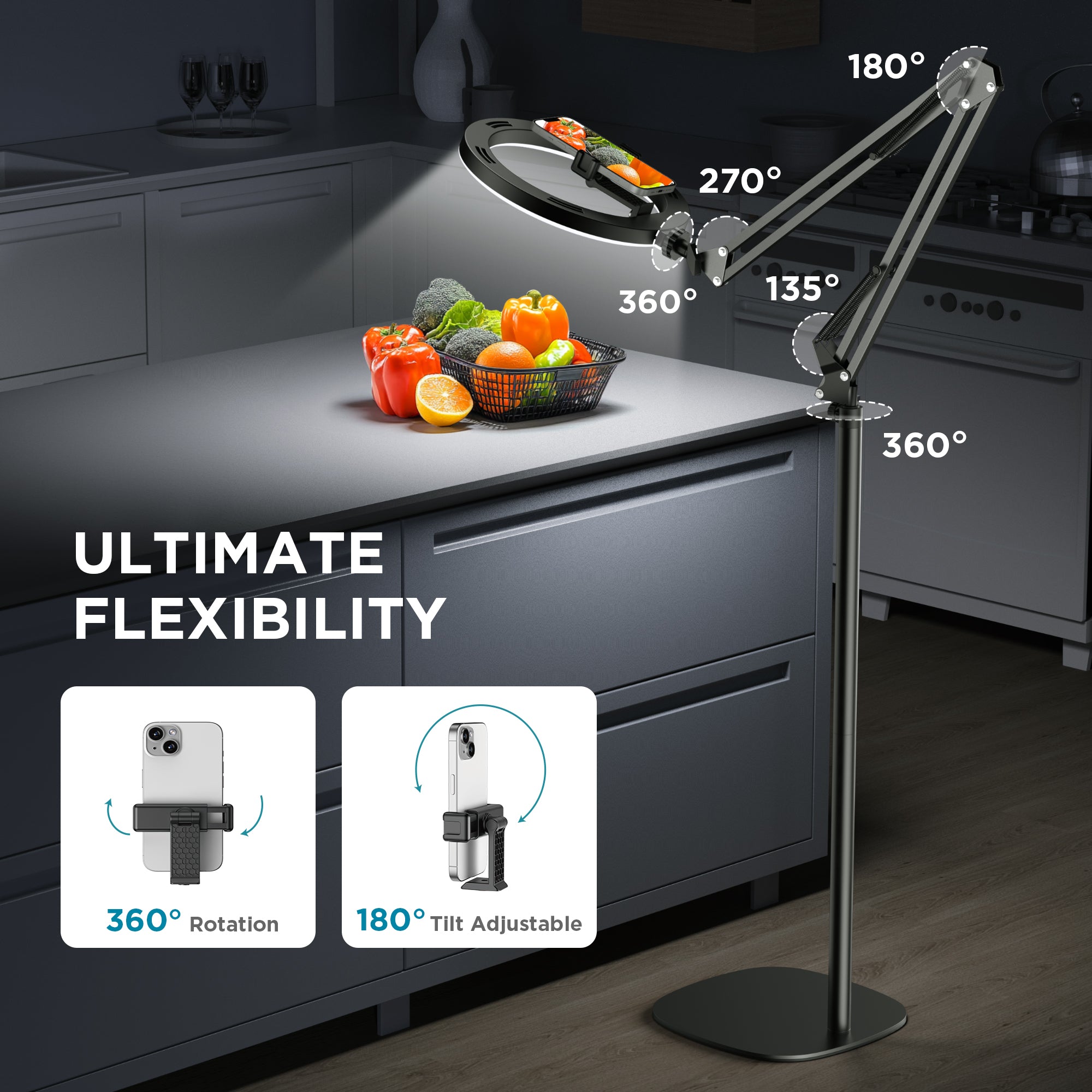 Cooking Camera Holder For Ring Light Ring Light Phone Holder For