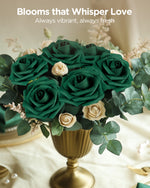 InnoGear Artificial Flowers, 100 Pcs Hunt Green Rose Foam Fake Roses Bulk with Stems for Decoration DIY Wedding Bouquets Centerpieces Bridal Shower Party Christmas Tree