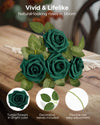 InnoGear Artificial Flowers, 100 Pcs Hunt Green Rose Foam Fake Roses Bulk with Stems for Decoration DIY Wedding Bouquets Centerpieces Bridal Shower Party Christmas Tree