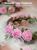 InnoGear Artificial Flowers, 100 Pcs Pink Foam Fake Roses Bulk with Stems for Decoration DIY Wedding Bouquets Centerpieces Bridal Shower Party Valentines Christmas Tree