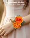 InnoGear Artificial Flowers, 100 Pcs Shades of Orange Rose Foam Fake Roses Bulk with Stems for Decoration DIY Wedding Bouquets Centerpieces Bridal Shower Party Christmas Tree