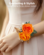 InnoGear Artificial Flowers, 100 Pcs Shades of Orange Rose Foam Fake Roses Bulk with Stems for Decoration DIY Wedding Bouquets Centerpieces Bridal Shower Party Christmas Tree