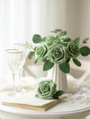 InnoGear Artificial Flowers, 50 Pcs Elf Green Rose Foam Fake Roses Bulk with Stems for Decoration DIY Wedding Bouquets Centerpieces Bridal Shower Party Christmas Tree