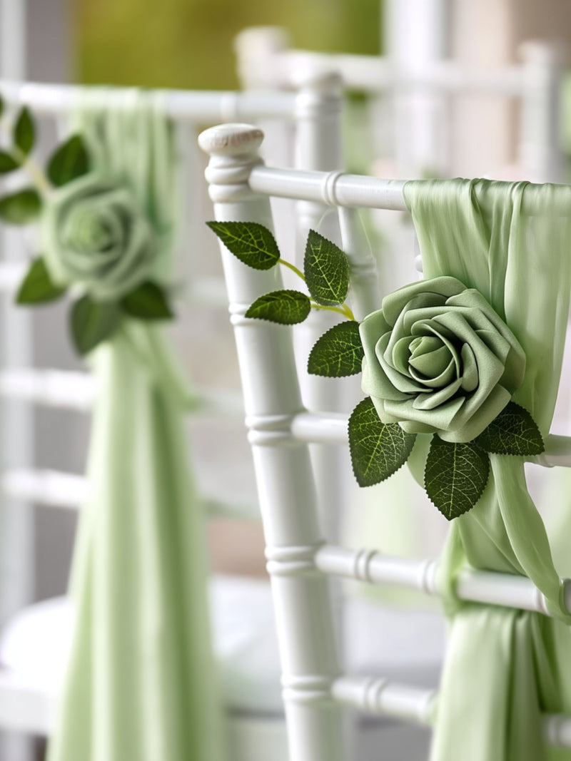 InnoGear Artificial Flowers, 50 Pcs Elf Green Rose Foam Fake Roses Bulk with Stems for Decoration DIY Wedding Bouquets Centerpieces Bridal Shower Party Christmas Tree