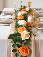 InnoGear Artificial Flowers, 50 Pcs Orange Rose Foam Fake Roses Bulk with Stems for Decoration DIY Wedding Bouquets Centerpieces Bridal Shower Party Christmas Tree