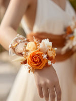 InnoGear Artificial Flowers, 50 Pcs Orange Rose Foam Fake Roses Bulk with Stems for Decoration DIY Wedding Bouquets Centerpieces Bridal Shower Party Christmas Tree