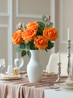 InnoGear Artificial Flowers, 50 Pcs Orange Rose Foam Fake Roses Bulk with Stems for Decoration DIY Wedding Bouquets Centerpieces Bridal Shower Party Christmas Tree