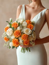 InnoGear Artificial Flowers, 50 Pcs Orange Rose Foam Fake Roses Bulk with Stems for Decoration DIY Wedding Bouquets Centerpieces Bridal Shower Party Christmas Tree