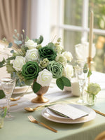 InnoGear Artificial Flowers, 50 Pcs Shades of Forest Rose Foam Fake Roses Bulk with Stems for Decoration DIY Wedding Bouquets Centerpieces Bridal Shower Party Christmas Tree