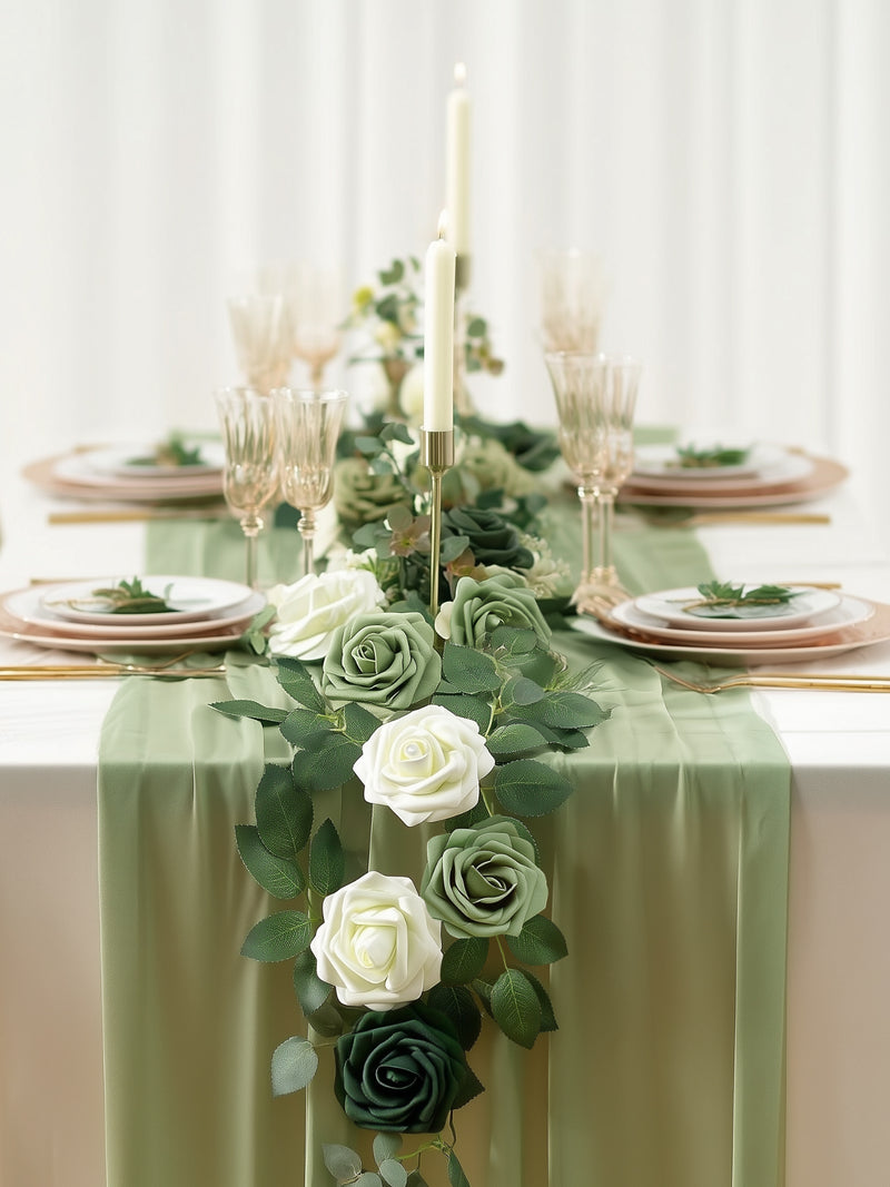 InnoGear Artificial Flowers, 50 Pcs Shades of Forest Rose Foam Fake Roses Bulk with Stems for Decoration DIY Wedding Bouquets Centerpieces Bridal Shower Party Christmas Tree