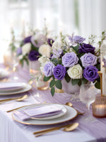 InnoGear Artificial Flowers, 50 Pcs Shades of Purple Foam Fake Roses Bulk with Stems for Decoration Celebration DIY Wedding Bouquets Centerpieces Bridal Shower Party Christmas Tree