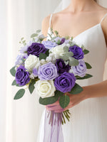 InnoGear Artificial Flowers, 50 Pcs Shades of Purple Foam Fake Roses Bulk with Stems for Decoration Celebration DIY Wedding Bouquets Centerpieces Bridal Shower Party Christmas Tree