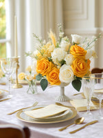 InnoGear Artificial Flowers, 50 Pcs Yellow Foam Fake Roses Bulk with Stems for Decoration Celebration DIY Wedding Bouquets Centerpieces Bridal Shower Party Christmas Tree