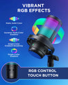 InnoGear CM38D USB Gaming Microphone Set, Noise Cancellation Condenser Mic with Boom Arm RGB Mute Headphones Jack for Streaming Podcasting Recording Vocal PC Computer YouTube Discord PS4 PS5, Black