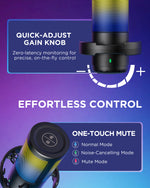 InnoGear CM38X Gaming USB Microphone, AI-Noise Cancelling Condenser Mic with Mute, Gain, RGB Indicator, Boom Arm Stand for Streaming, Podcast, Twitch, YouTube, Discord, PC, Computer, PS4, PS5, Mac, Black