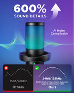 InnoGear CM38X Gaming USB Microphone, AI-Noise Cancelling Condenser Mic with Mute, Gain, RGB Indicator, Boom Arm Stand for Streaming, Podcast, Twitch, YouTube, Discord, PC, Computer, PS4, PS5, Mac, Black
