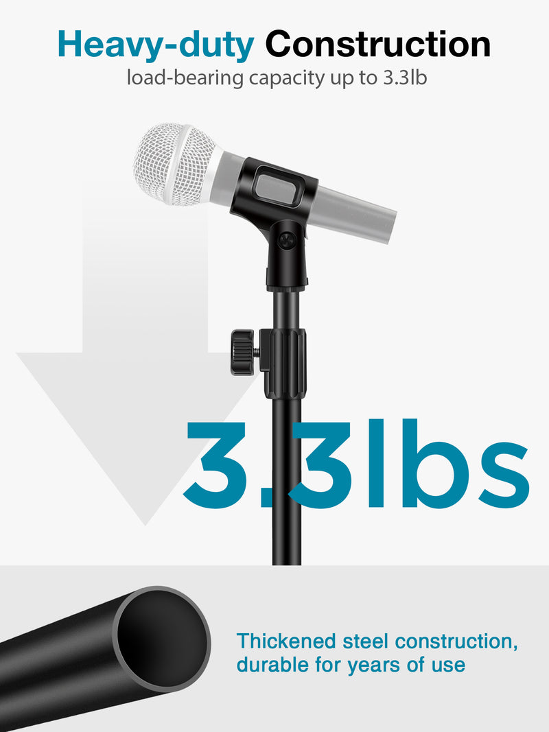 InnoGear Desktop Microphone Stand, 4 Pack Upgraded Adjustable Table Mic Stand with Mic Clip and 5/8" Male to 3/8" Female Screw for Blue Yeti Snowball Spark & Other Microphone