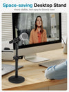 InnoGear Desktop Microphone Stand, 4 Pack Upgraded Adjustable Table Mic Stand with Mic Clip and 5/8" Male to 3/8" Female Screw for Blue Yeti Snowball Spark & Other Microphone