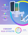 InnoGear Gaming USB Microphone, AI-Noise Cancelling Condenser Mic with Mute, Gain, RGB Indicator, Boom Arm Stand for Streaming, Podcast, Twitch, YouTube, Discord, PC, Computer, PS4, PS5, Mac, White