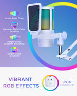InnoGear Gaming USB Microphone, AI-Noise Cancelling Condenser Mic with Mute, Gain, RGB Indicator, Boom Arm Stand for Streaming, Podcast, Twitch, YouTube, Discord, PC, Computer, PS4, PS5, Mac, White