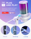 InnoGear Gaming USB Microphone, AI-Noise Cancelling Condenser Mic with Mute, Gain, RGB Indicator, Boom Arm Stand for Streaming, Podcast, Twitch, YouTube, Discord, PC, Computer, PS4, PS5, Mac, White