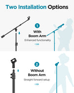 InnoGear Mic Stand, Max Height 82.28" Microphone Stand Floor Detachable Boom Mic Arm Stands with Weighted Base for Blue Yeti HyperX QuadCast Shure SM58 Samson Q2U Fifine K669B Singing Stage